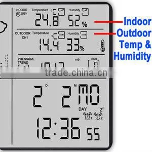 Indoor Outdoor Temperature Barometer Humidity Centigrade Fahrenheit Wireless Weather Station