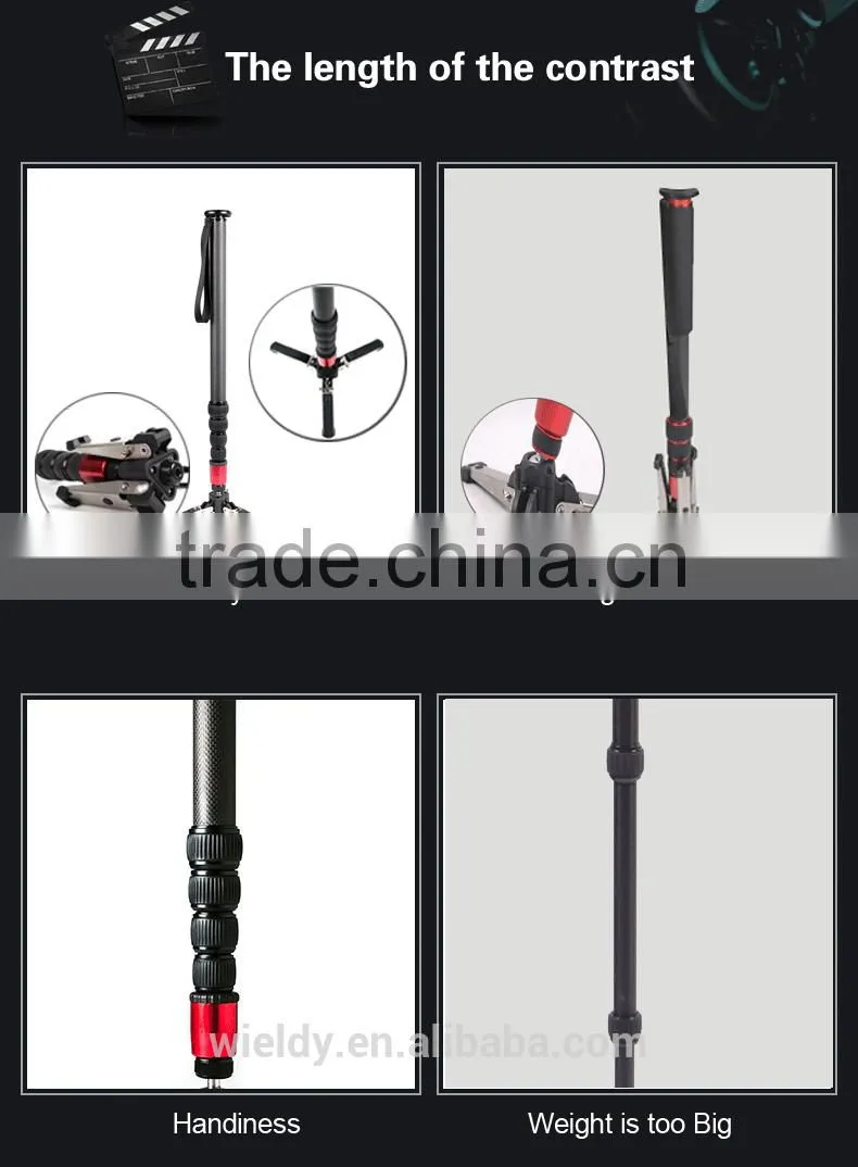 Wieldy Factory Direct Carbon Fiber Loner Unipod Camera Video DSLR Monopod Tripod