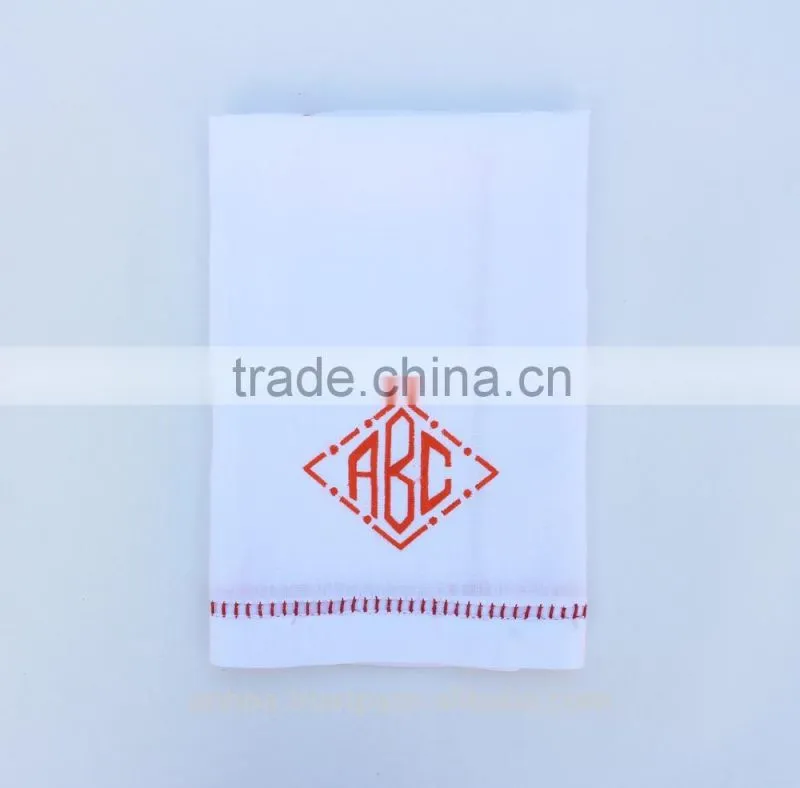 Hand hemstitched linen napkin,snowflake embroidered napkin