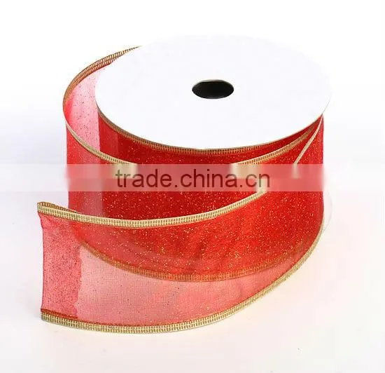 Christmas Organza Wired Ribbon for gift decoration
