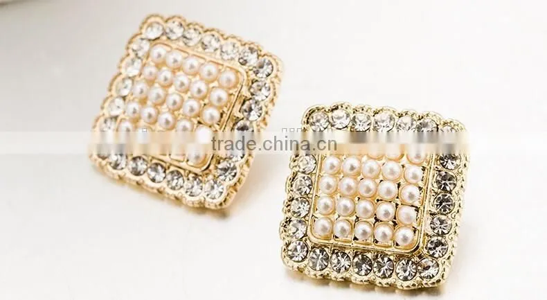 Square pearl rhinestone buttons for garment accessory decoration