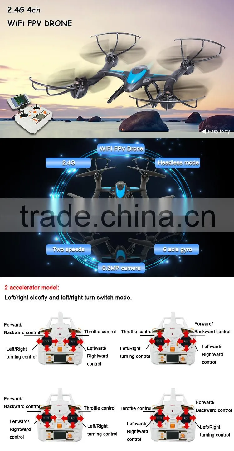 2.4G fpv camera rc drone airplane with 2 accelerator model