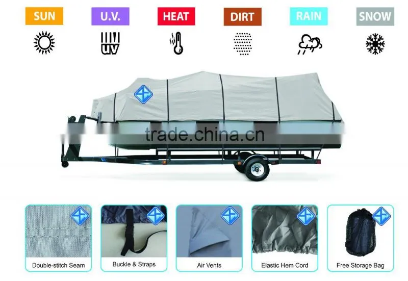 25' - 28' Trailerable Pontoon Boat Cover 600D Polyester