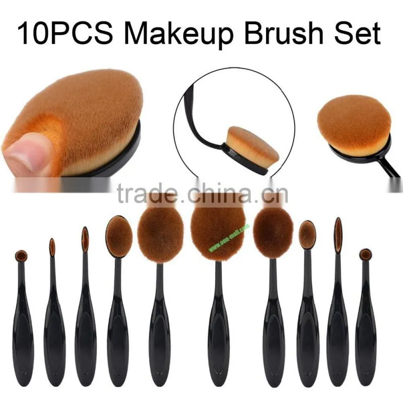 New Products 2016 10 Pcs Soft Oval Makeup Brush, Professional Cosmetic Makeup Brush Set Online Shopping