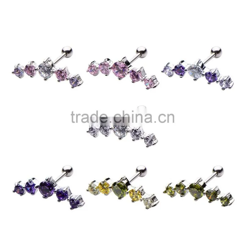 Prong Gem Cartilage Earring Tragus Piercing