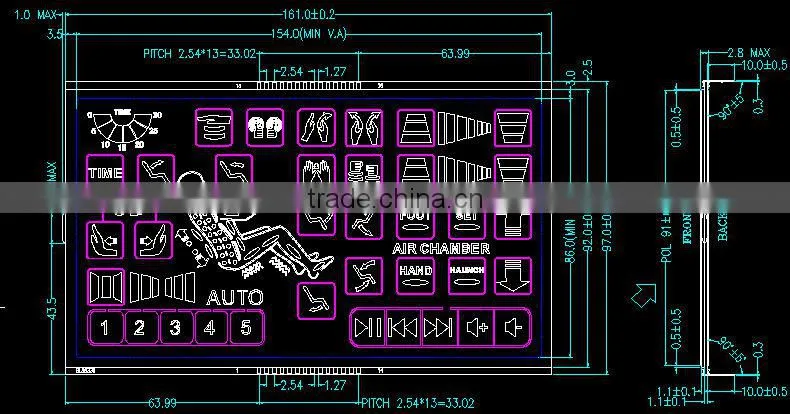 programmable multi-function display for massage armchair lcd display