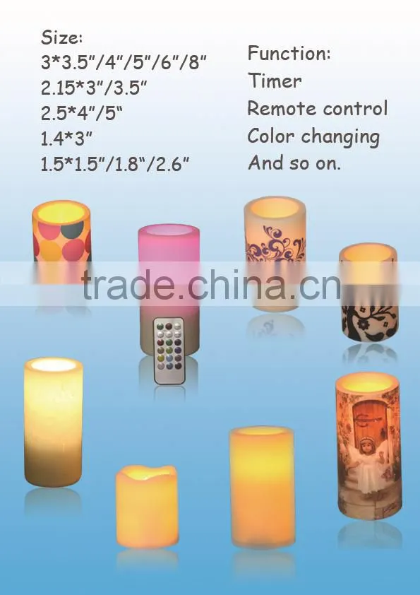 4x8 inch yellow flickering big pillar outdoor battery led candle