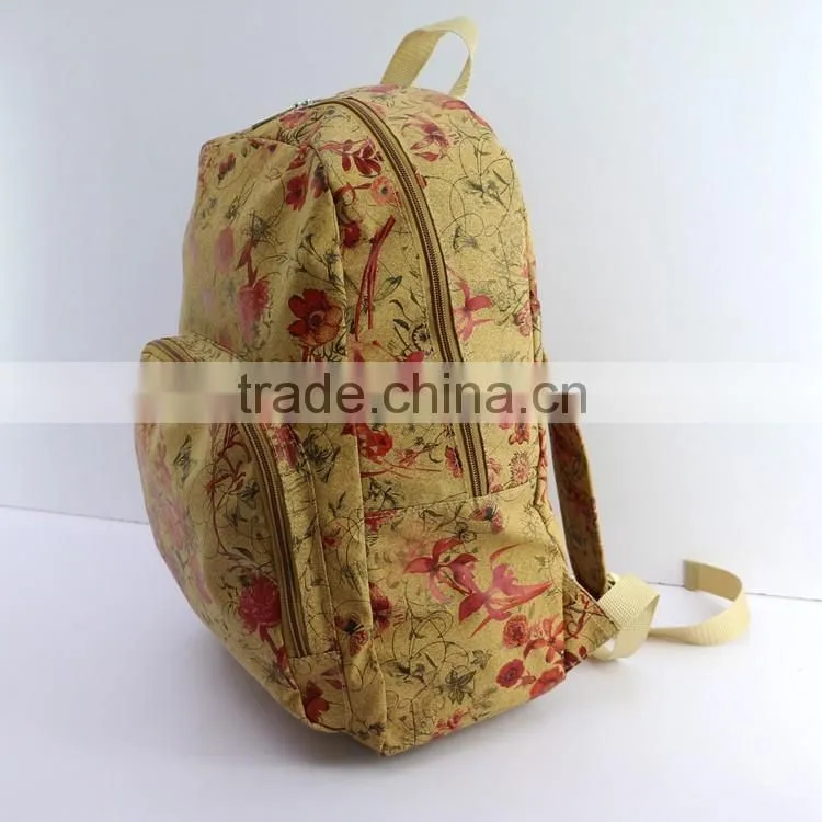 New trend girls' real wood veneer printing multifunctional folding Backpack