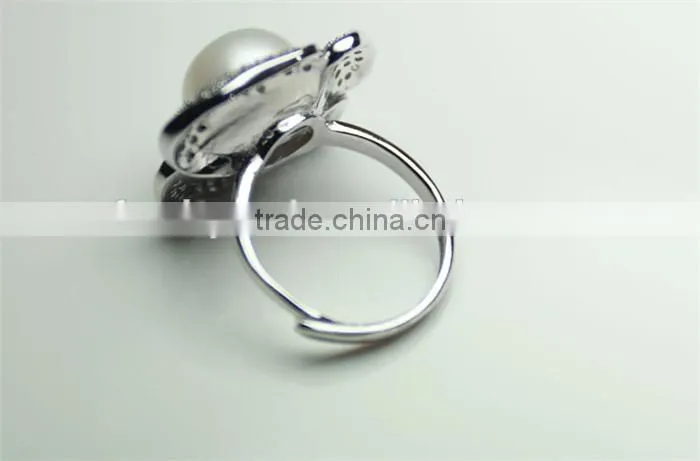 Antique pearl ring 925 silver flower design for women