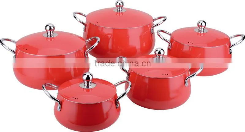 ALUMINUM DURABLE RED COLOR BELLY SHAPE CASSEROLE SET WITH ALUMINUM LID