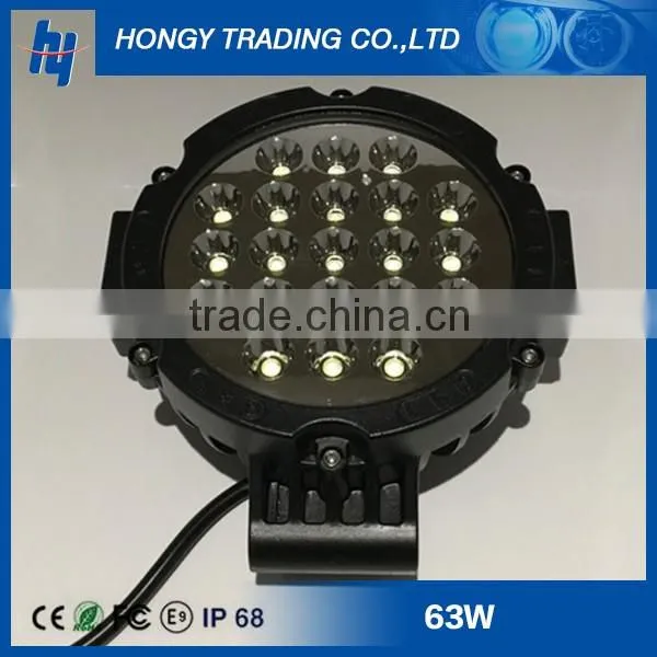 Round Aluminum housing 7'' Auto Led Work Light 63w Led Driving Light for offroad truck vehicle car accessories