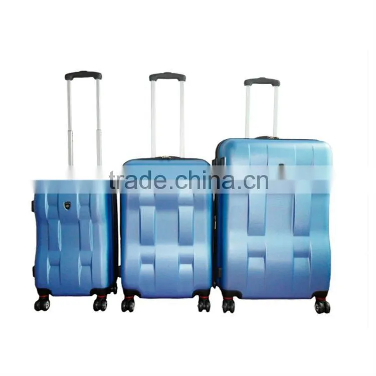 2015 china supplir abs trolley case with 8 wheels ( 3 pcs )/hard abs trolley case/abs pc trolley case