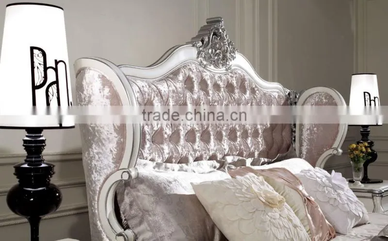 Manufacturer direct supplier Modern elegant France type bedroom furniture Bed Bedside table Wardrobe Dressing table Bench