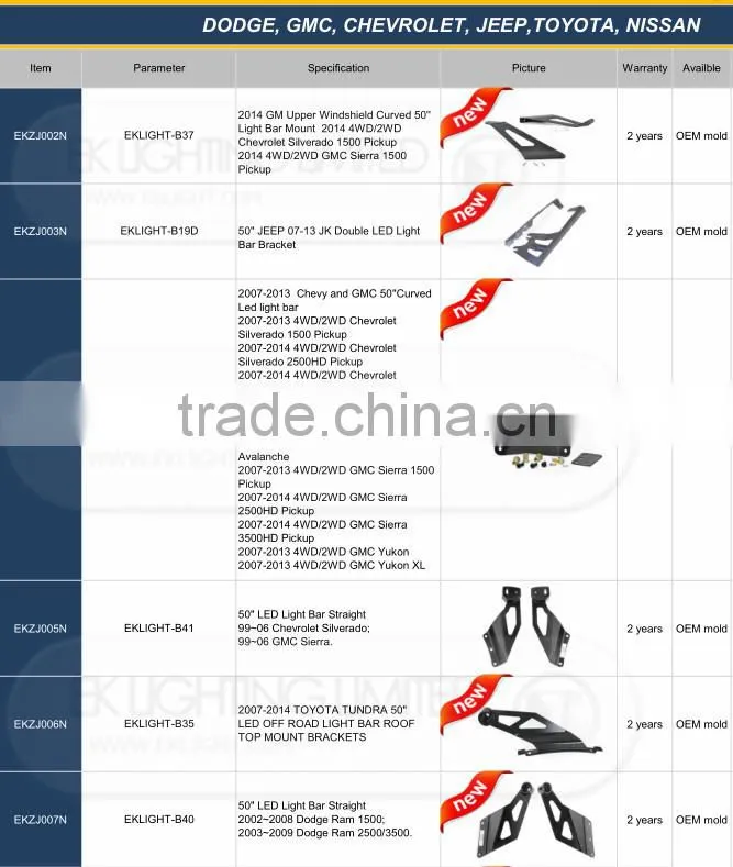 EK LIGHT TUV Factory 2 x 50" 300w LED Work Light Bar Spot/Flood Offroad Removable led light bar brackets