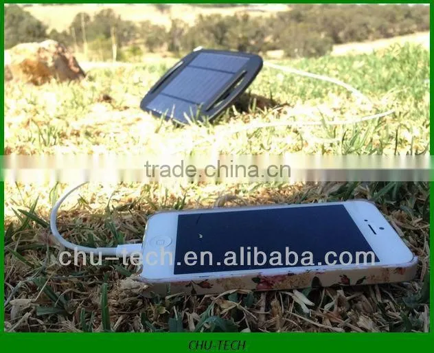 5V 500mA Li-ion Polymer Solar Power Charger w/ Stand - Black
