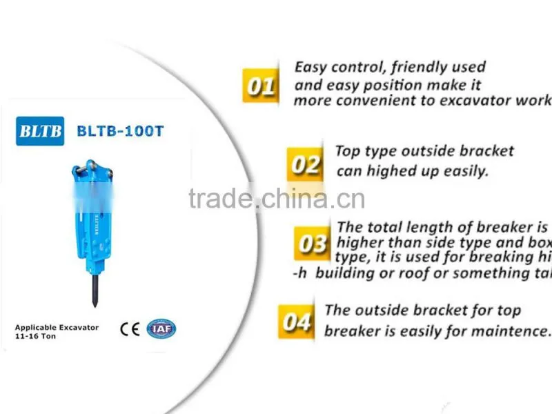 CE Standard BLTB-100 box type/side type/top type hydraulic hammer for 11-16ton excavator