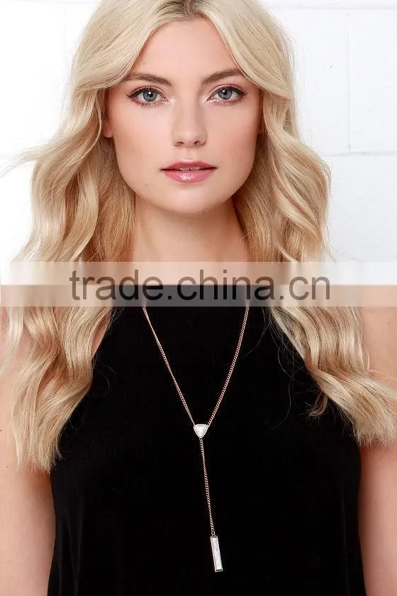 New Fancy Design Bubble Tassel Chain Neckalces Jewelry Turquoise Kallaite Rectangular Stick Pendant Chain Stereo Necklaces