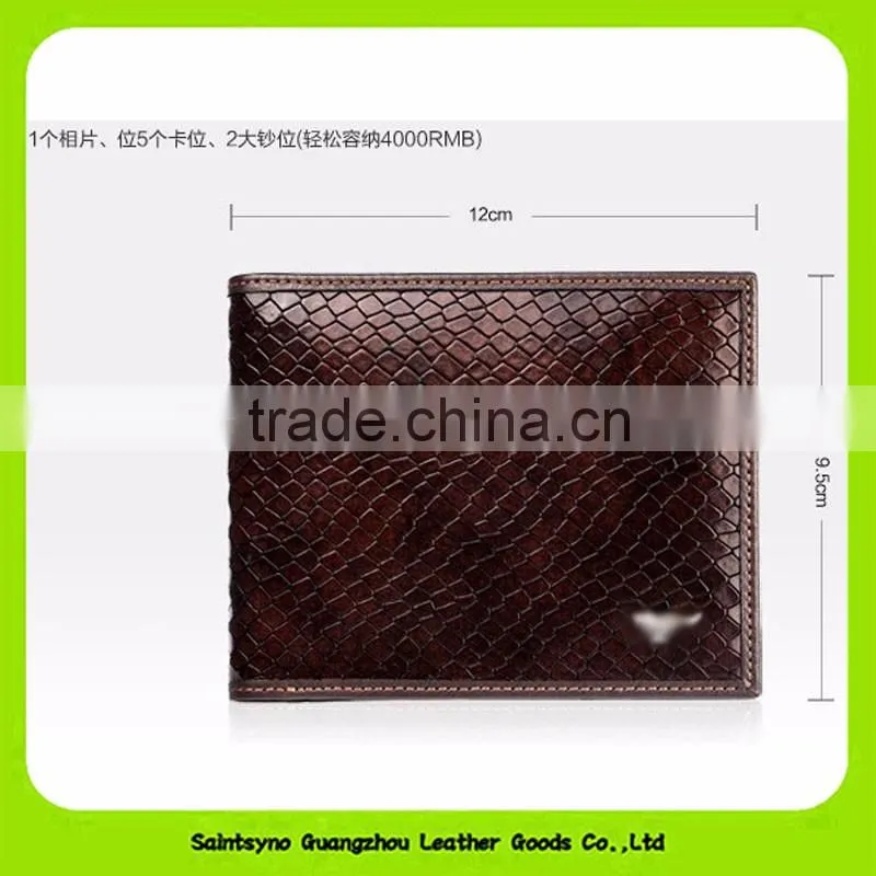 16419 England style Bi-fold Faux Leather multipurpose wallet for men