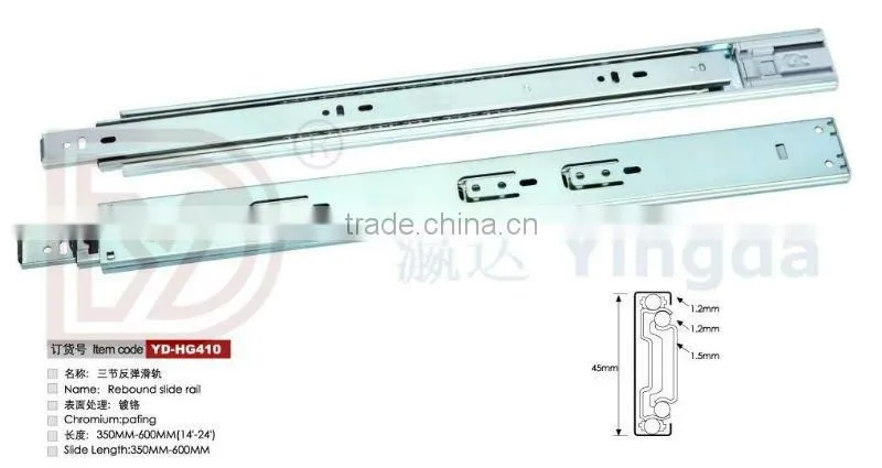 3-Fold Iron Ball Bearing Soft Closing Drawer Slide