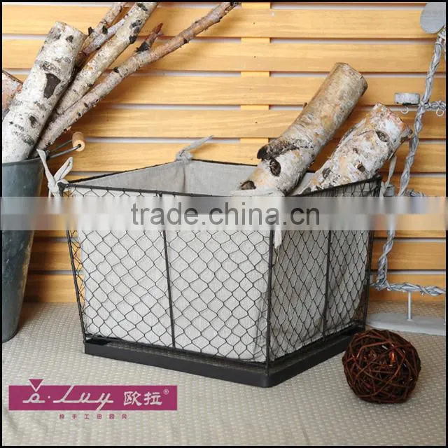 S/3 grey weavy wire basket set