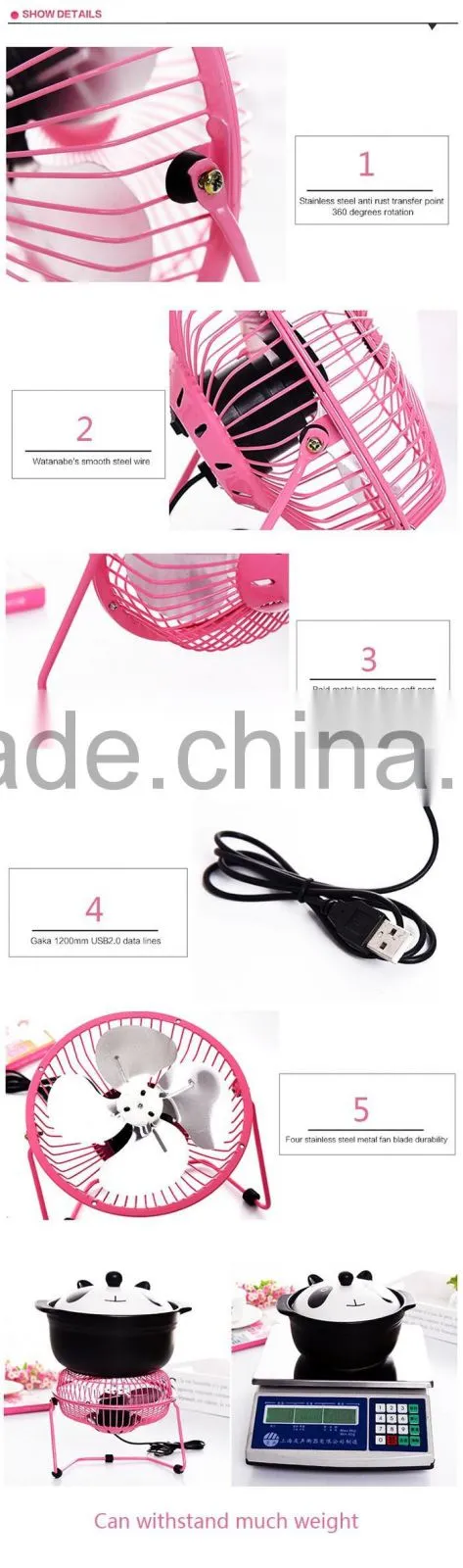 High speed cooling fan 4" colorful small table fan