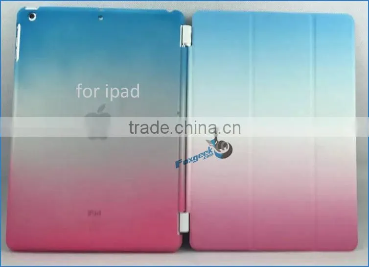 New rainbow colorful case for ipad 4 Smart Cover Magnetic with wake up/sleep function smart case for ipad air 2
