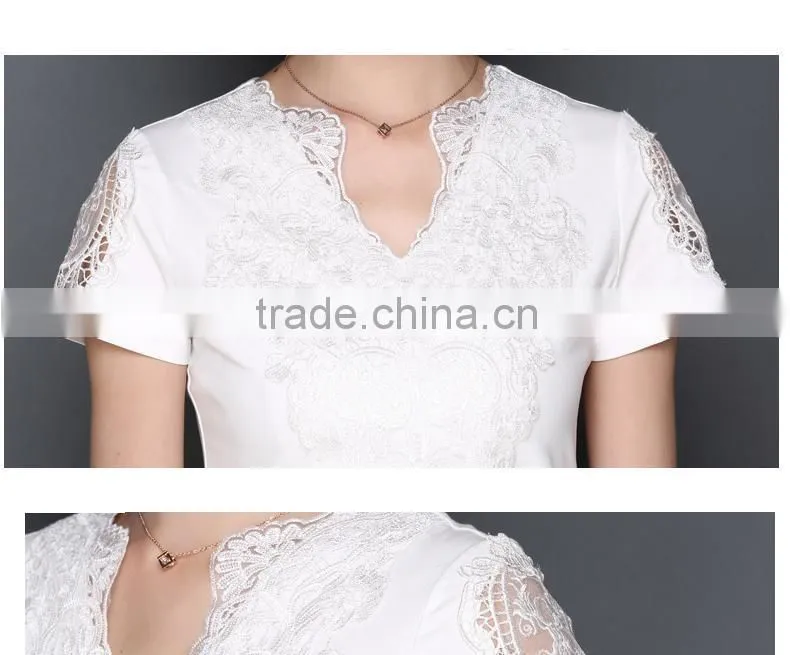 Coat pure color v-neck top half sleeve cultivate one's morality