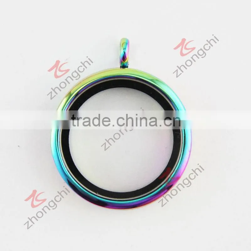 zinc alloy colorful plating glass locket pendant