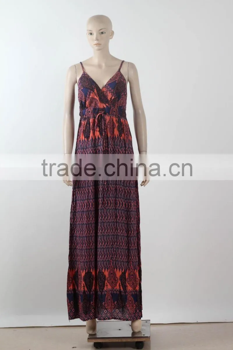 Wholesale Maxi Dress Sex 2016 New Fashion Design Printed Spaghetti Strap Maxi Dress