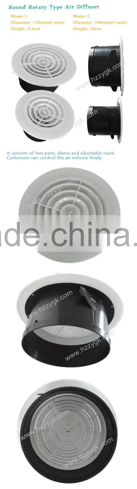 ABS Plastic Round Disc Dampers Ceiling Louver Air Diffusers