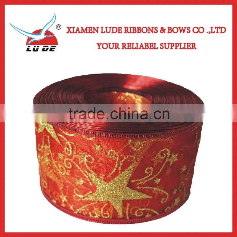 hot sale wired edge Christmas ribbon