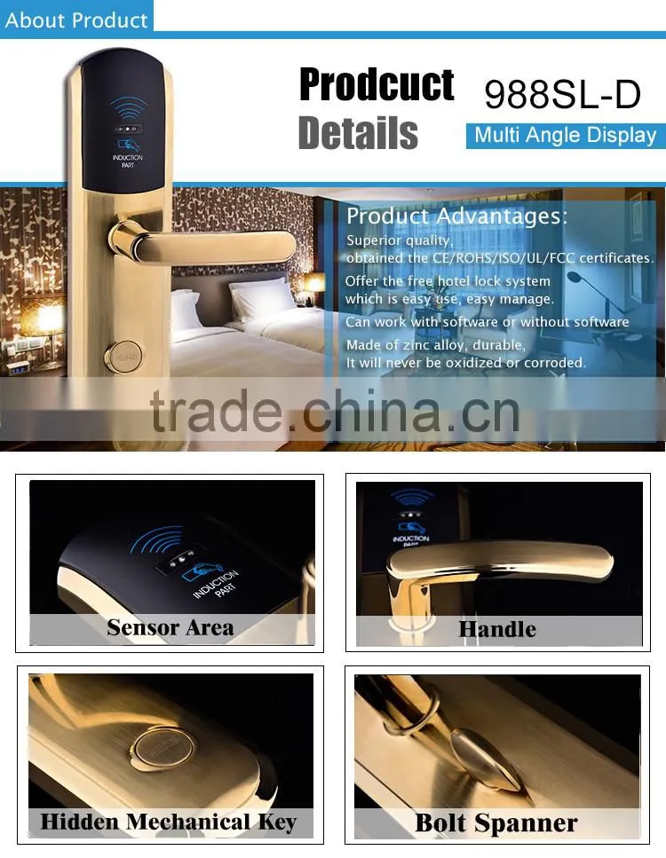 high quality iron mortise digital hotel lock with free management software