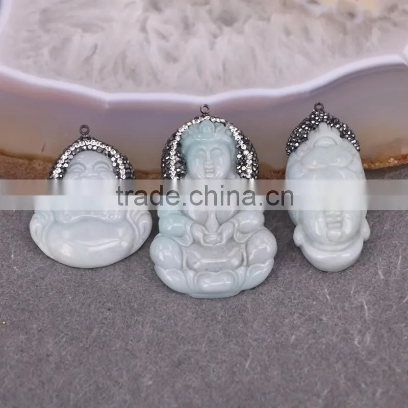 Natural Buddha Jade Pendant, Gem stone Druzy Pendant For Jewelry Making
