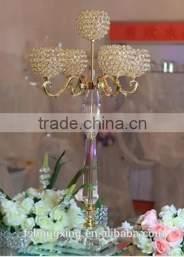 Clean crystal ball candelabra for wedding centerpieces