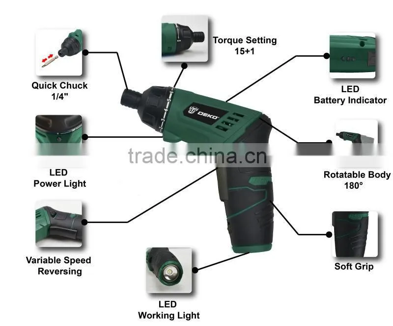 3.6V Li-ion Rechargeable Battery Rotatable cordless screwdriver