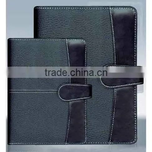 2013 New fashion leather notebook with front pocket