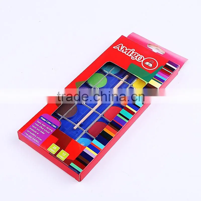 Promotional 12pcs powder summer watercolor paint cakes set professional quality,bulk Chinese watercolor paint