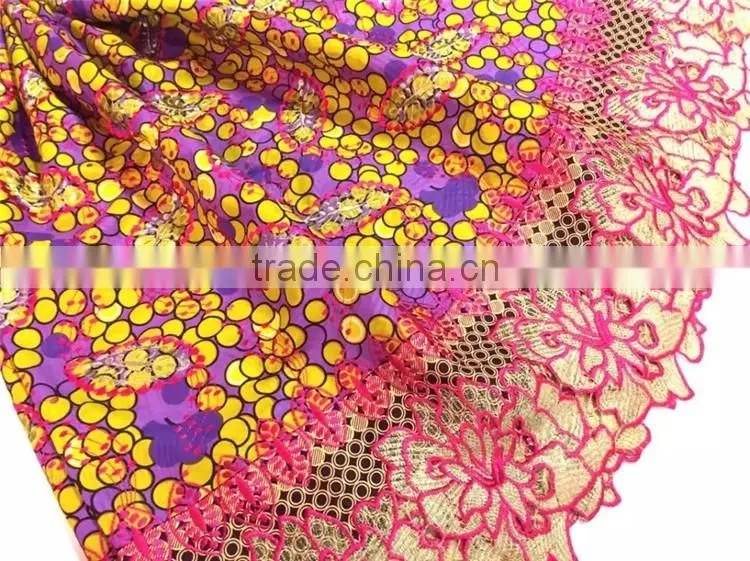 For party wax lace dress fabric high quatity cord lace wax print fabric african