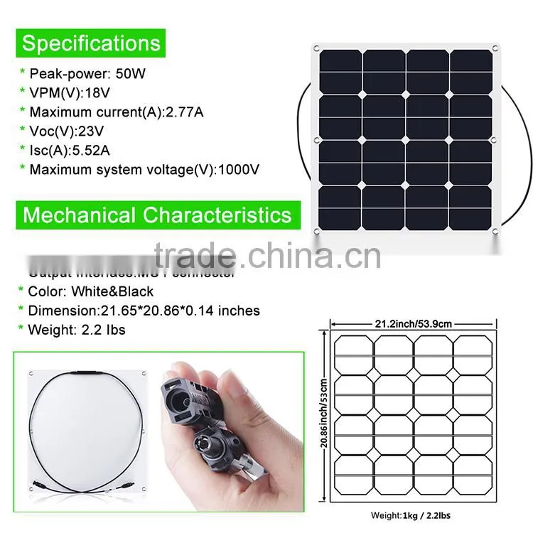 alibaba wholesale solar panel accessories 50W Small Size Solar Panel