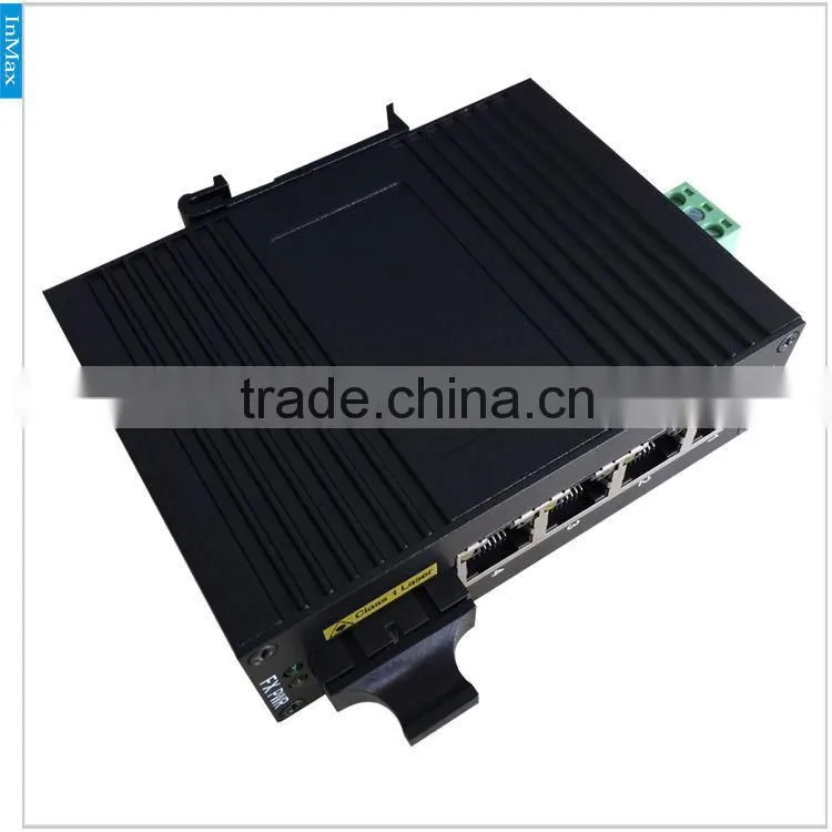 good quality 5 Port 1F+4T Industrial Fiber optical switch, 4 ports fiber optic media converter i305A