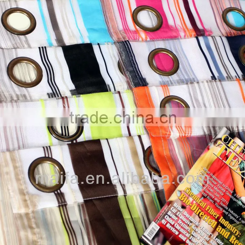 100% Polyester Blue and White Stripe Voile Finished Curtain Fabric Design hobeto etxebizitza gortinak