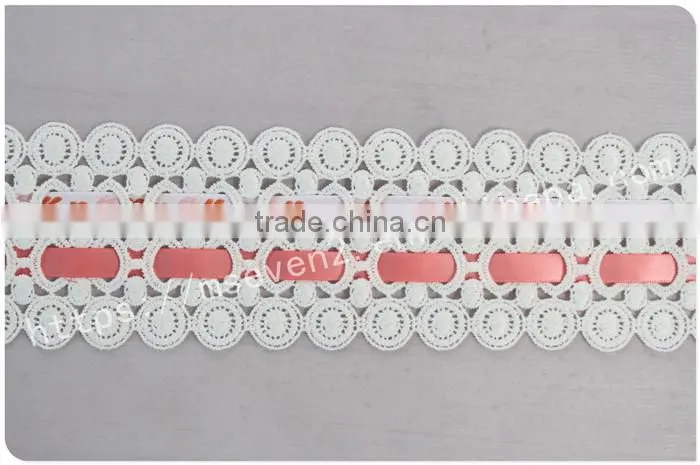Special design 7.5cm lace composite wholesale ribbon with jacqurd webbing