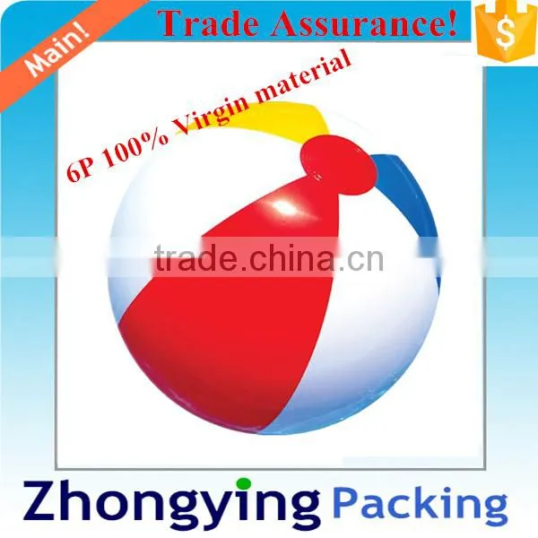 Colourful Plastic Beach Inflatable Ball with six panels