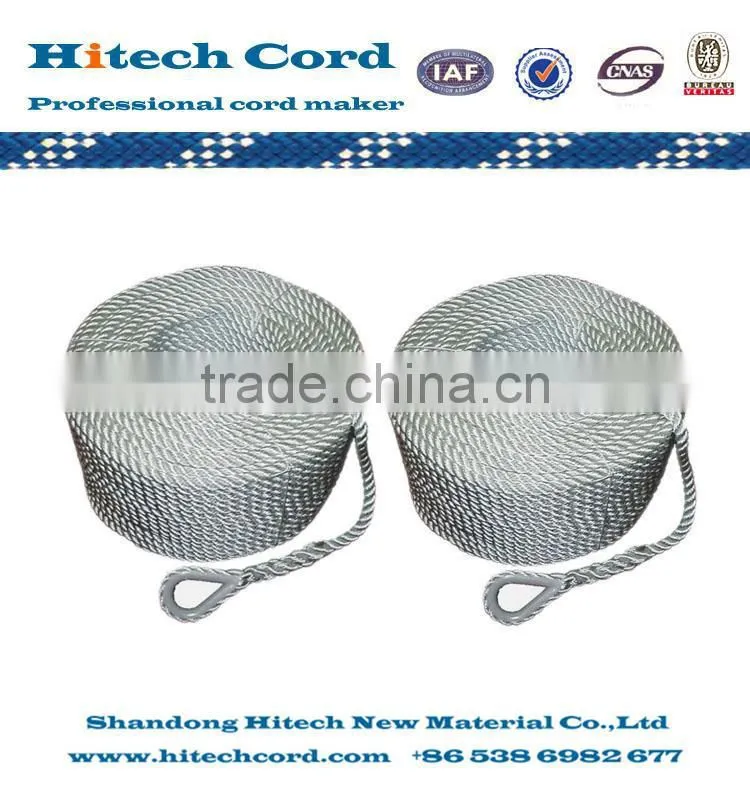 3 strands twisted polyester rope with eye splice