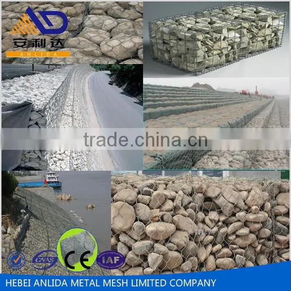PVC Coated Hexagonal Gabion Box For Flood Control / stone cages / Slope protection wire mesh