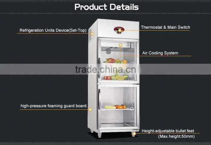 Upright Stainless Steel 2 Doors Beverage Cooler/Retail Beverage Cooler/Commercial Beverage Cooler