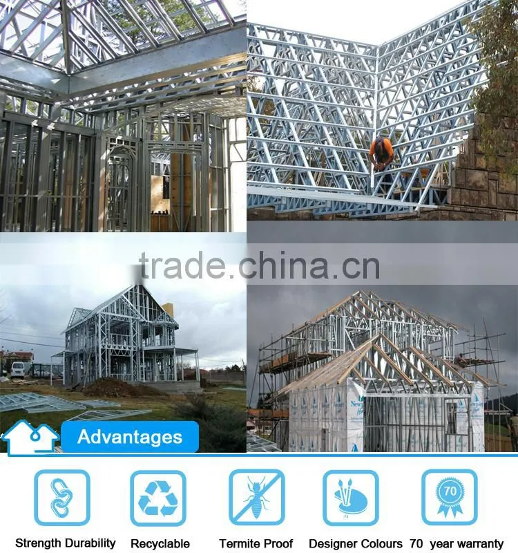 Comfortable Beautiful Modern Design Light Gauge Steel Frame Prefabricated Residential House
