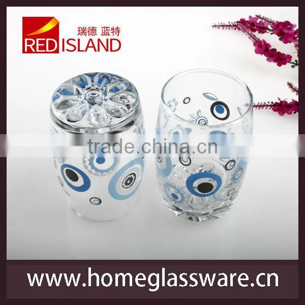Classic Healthy Glass Drinking Tumbler,Blue ocean style Printing Energetic Glass Cup