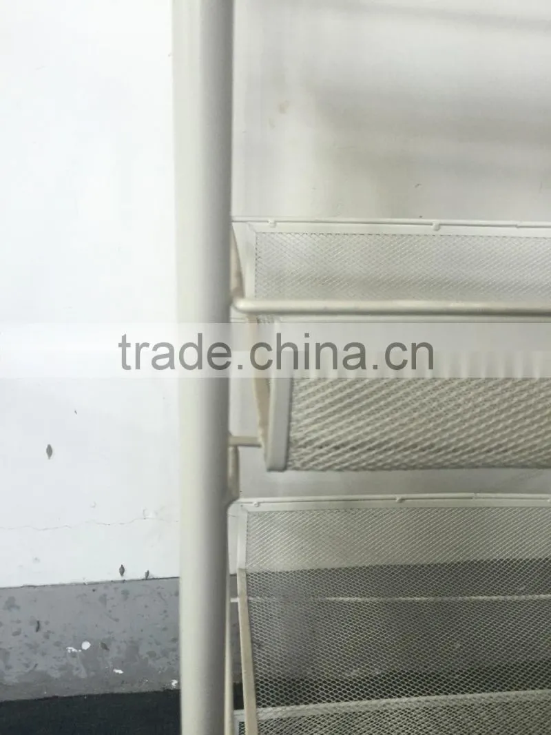 Metal Mesh Trolly Organizer Shelves Handle Portable storage rack