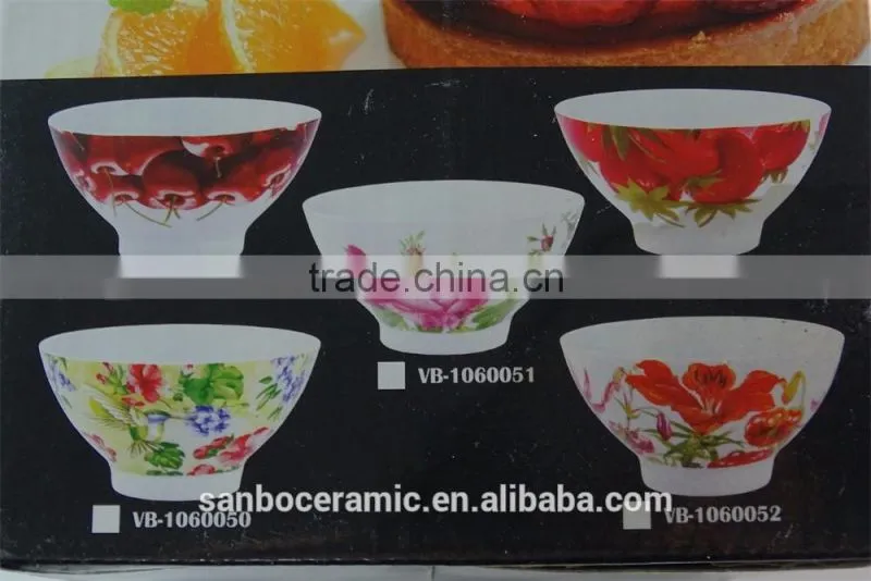 wholesale Hot sale porcelain rice bowl with decal ceramic bowl sets with gift box